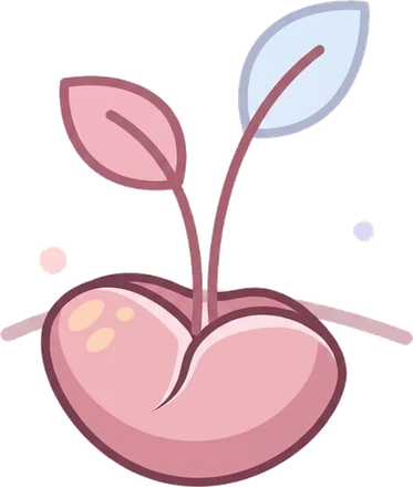 Illustration of a young sprout growing from a pink seed