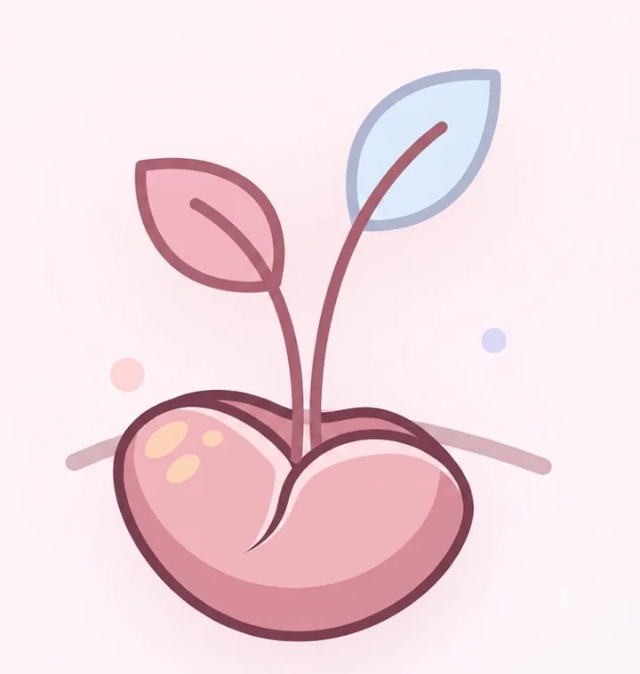 Illustration of a young sprout growing from a pink seed
