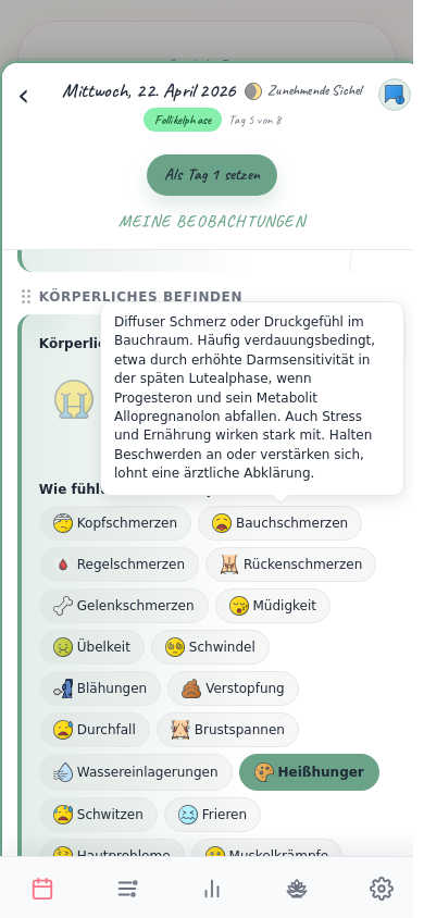 Körperliches Befinden und Symptome (Smartphone-Ansicht)