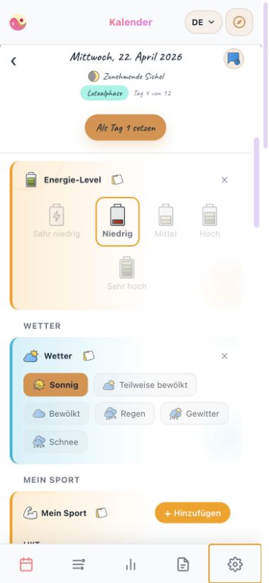 Energie des Tages (Smartphone-Ansicht)