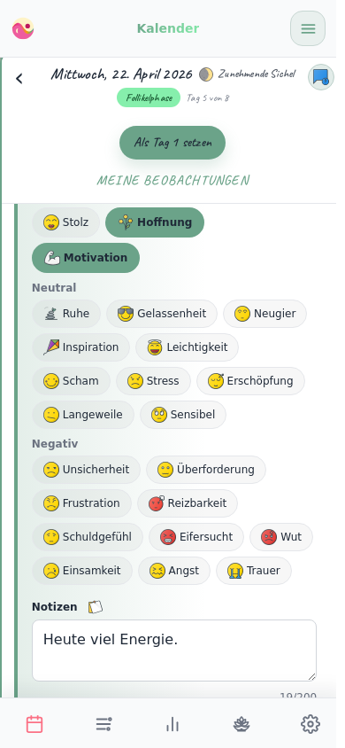 Stimmung und Gefühle bewusst machen (Smartphone-Ansicht)