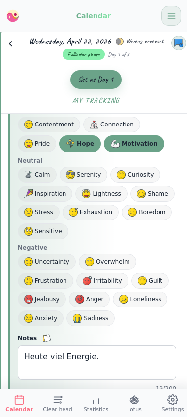 Become aware of mood and emotions (phone view)