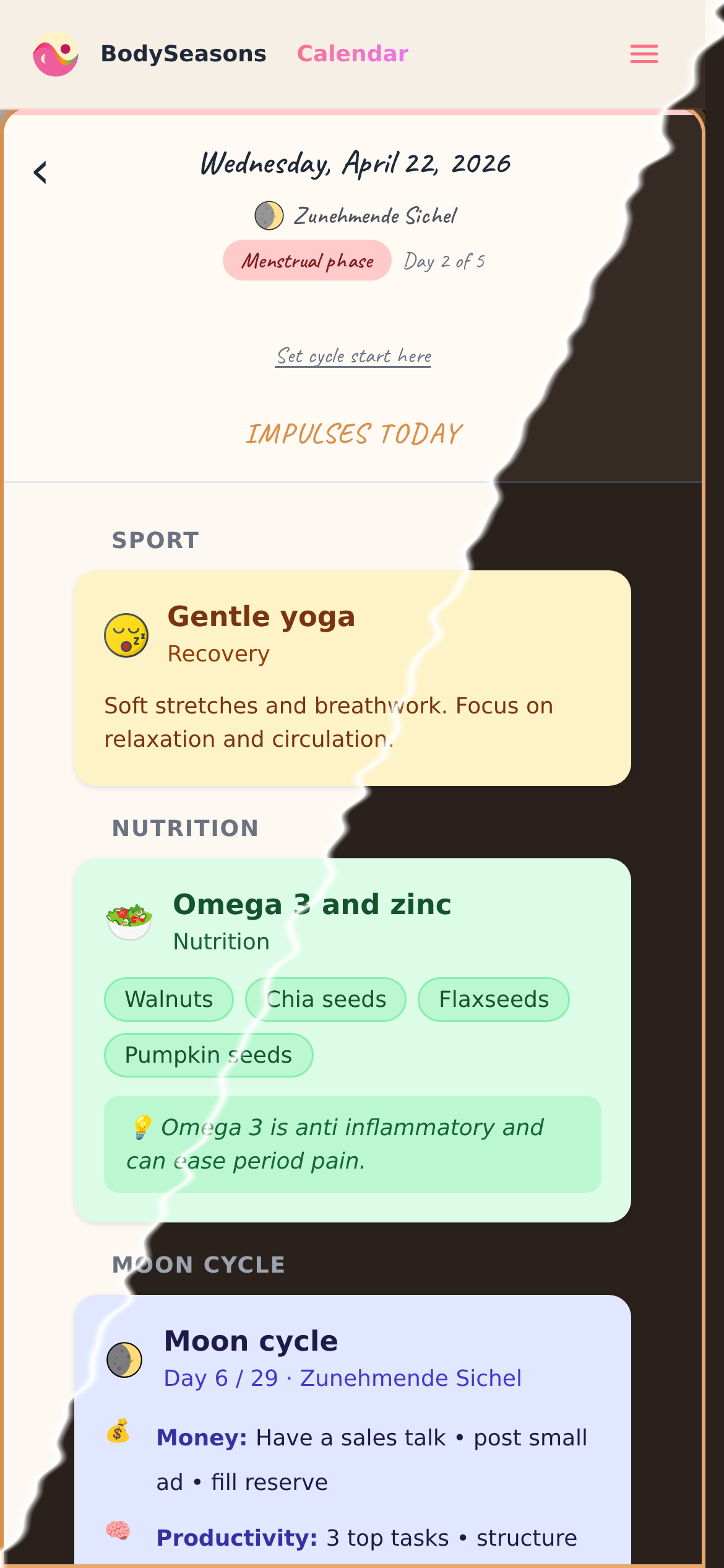 Recommendations & horoscope (phone view)